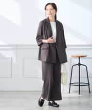 K3JGD06089 a.v.v Elmi(アー・ヴェ・ヴェ) 【低身長サイズ】ハーフスリーブダブルジャケット［接触冷感/速乾/UVカット/イージーケア］ ネイビー