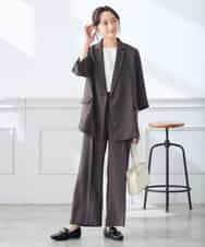 K3JGD06089 a.v.v Elmi(アー・ヴェ・ヴェ) 【低身長サイズ】ハーフスリーブダブルジャケット［接触冷感/速乾/UVカット/イージーケア］ ネイビー