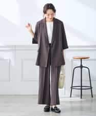 K3JGD06089 a.v.v Elmi(アー・ヴェ・ヴェ) 【低身長サイズ】ハーフスリーブダブルジャケット［接触冷感/速乾/UVカット/イージーケア］ ネイビー