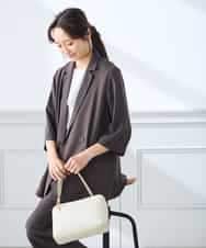 K3JGD06089 a.v.v Elmi(アー・ヴェ・ヴェ) 【低身長サイズ】ハーフスリーブダブルジャケット［接触冷感/速乾/UVカット/イージーケア］ ネイビー