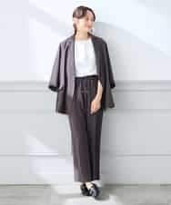 K3JGD06089 a.v.v Elmi(アー・ヴェ・ヴェ) 【低身長サイズ】ハーフスリーブダブルジャケット［接触冷感/速乾/UVカット/イージーケア］ ネイビー