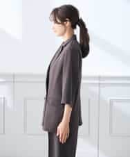 K3JGD06089 a.v.v Elmi(アー・ヴェ・ヴェ) 【低身長サイズ】ハーフスリーブダブルジャケット［接触冷感/速乾/UVカット/イージーケア］ ネイビー