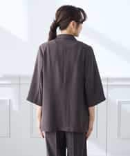 K3JGD06089 a.v.v Elmi(アー・ヴェ・ヴェ) 【低身長サイズ】ハーフスリーブダブルジャケット［接触冷感/速乾/UVカット/イージーケア］ ネイビー