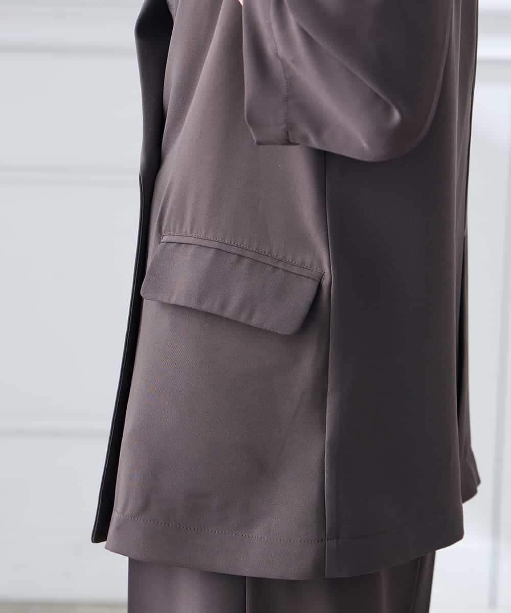 K3JGD06089 a.v.v Elmi(アー・ヴェ・ヴェ) 【低身長サイズ】ハーフスリーブダブルジャケット［接触冷感/速乾/UVカット/イージーケア］ ネイビー