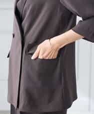 K3JGD06089 a.v.v Elmi(アー・ヴェ・ヴェ) 【低身長サイズ】ハーフスリーブダブルジャケット［接触冷感/速乾/UVカット/イージーケア］ ネイビー