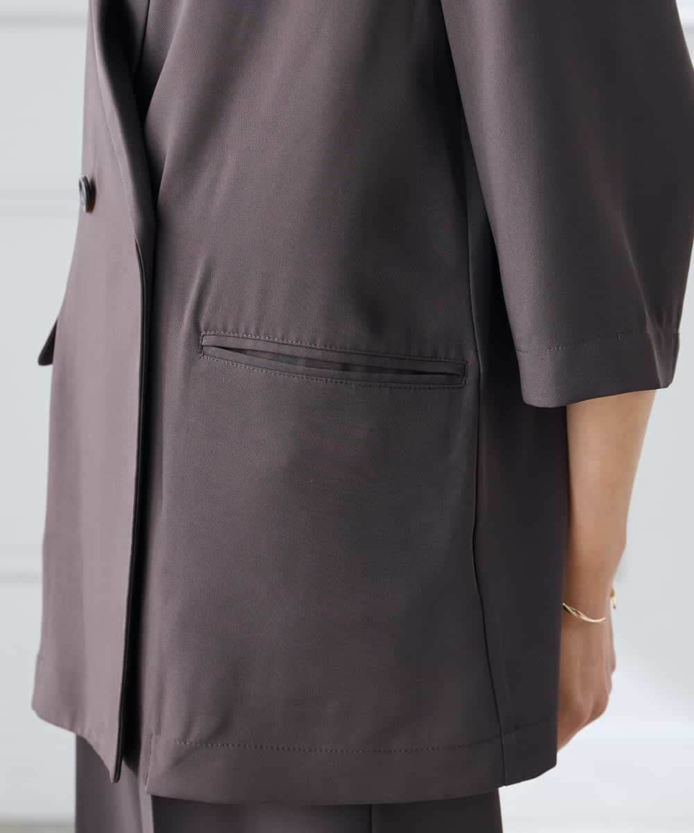 K3JGD06089 a.v.v Elmi(アー・ヴェ・ヴェ) 【低身長サイズ】ハーフスリーブダブルジャケット［接触冷感/速乾/UVカット/イージーケア］ ネイビー