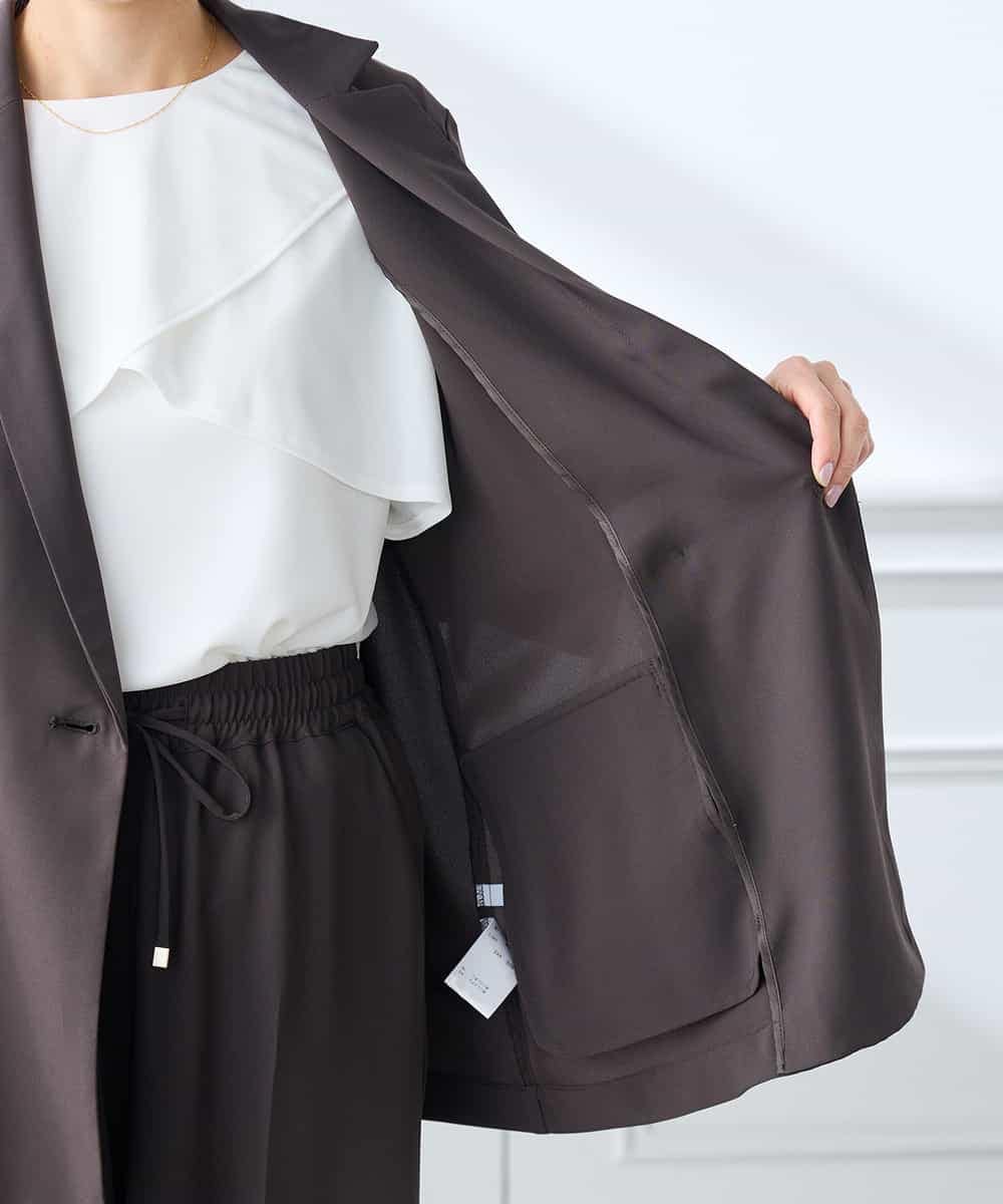 K3JGD06089 a.v.v Elmi(アー・ヴェ・ヴェ) 【低身長サイズ】ハーフスリーブダブルジャケット［接触冷感/速乾/UVカット/イージーケア］ ネイビー