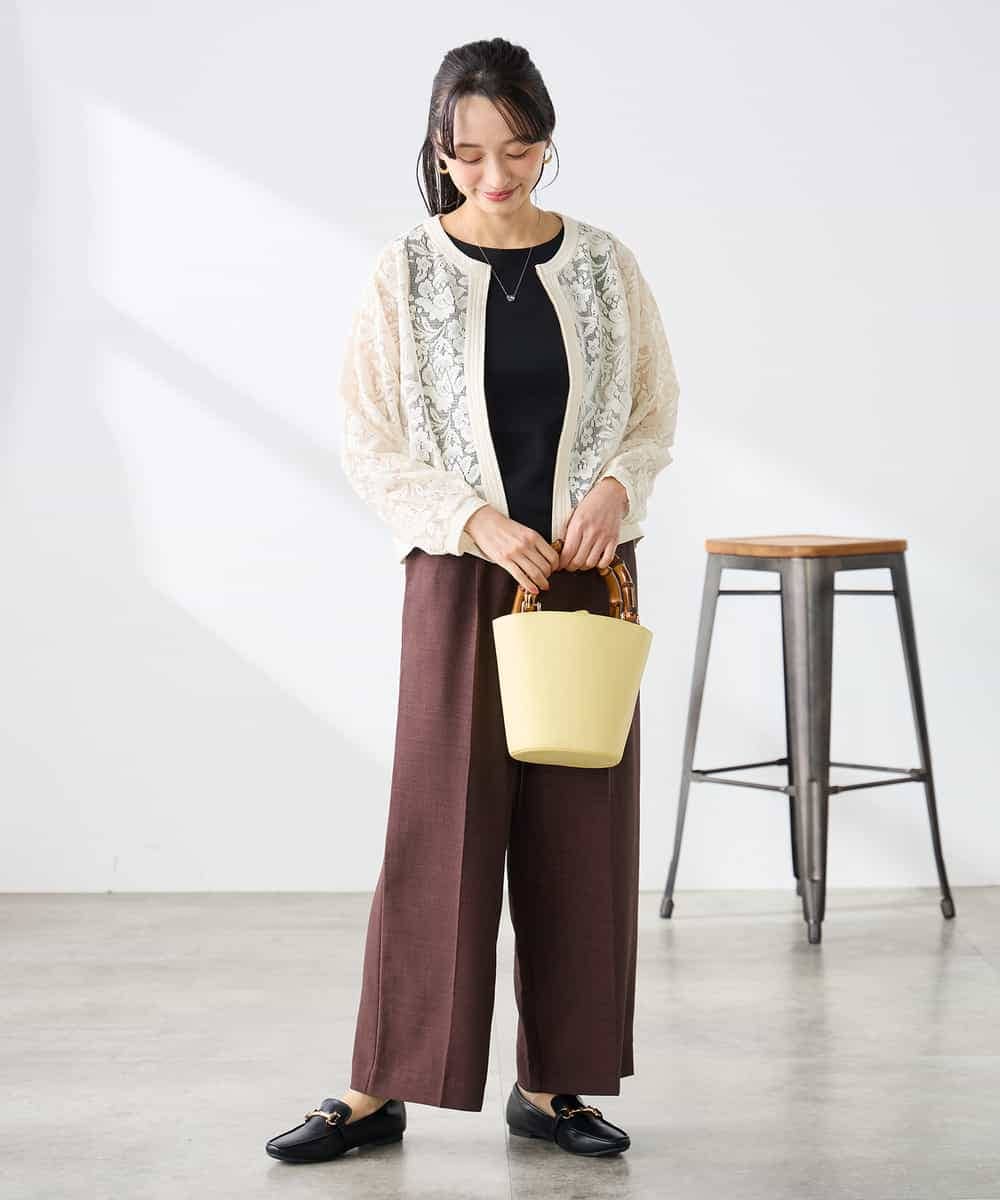 K3JGD15089 a.v.v Elmi(アー・ヴェ・ヴェ) 【低身長サイズ】ノーカラーレースブルゾン アイボリー