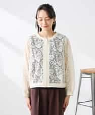 K3JGD15089 a.v.v Elmi(アー・ヴェ・ヴェ) 【低身長サイズ】ノーカラーレースブルゾン アイボリー