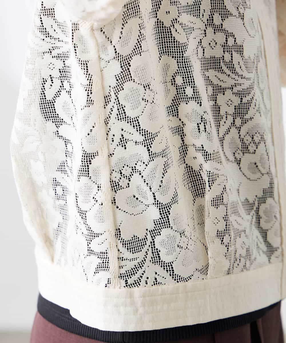 K3JGD15089 a.v.v Elmi(アー・ヴェ・ヴェ) 【低身長サイズ】ノーカラーレースブルゾン アイボリー