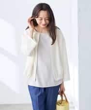 K3JGD18079 a.v.v Elmi(アー・ヴェ・ヴェ) 【低身長サイズ】ノーカラーメッシュブルゾン アイボリー