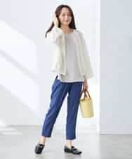 K3JGD18079 a.v.v Elmi(アー・ヴェ・ヴェ) 【低身長サイズ】ノーカラーメッシュブルゾン アイボリー