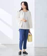 K3JGD18079 a.v.v Elmi(アー・ヴェ・ヴェ) 【低身長サイズ】ノーカラーメッシュブルゾン アイボリー