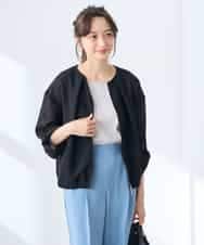 K3JGD18079 a.v.v Elmi(アー・ヴェ・ヴェ) 【低身長サイズ】ノーカラーメッシュブルゾン アイボリー