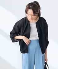 K3JGD18079 a.v.v Elmi(アー・ヴェ・ヴェ) 【低身長サイズ】ノーカラーメッシュブルゾン アイボリー