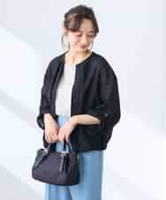 K3JGD18079 a.v.v Elmi(アー・ヴェ・ヴェ) 【低身長サイズ】ノーカラーメッシュブルゾン アイボリー