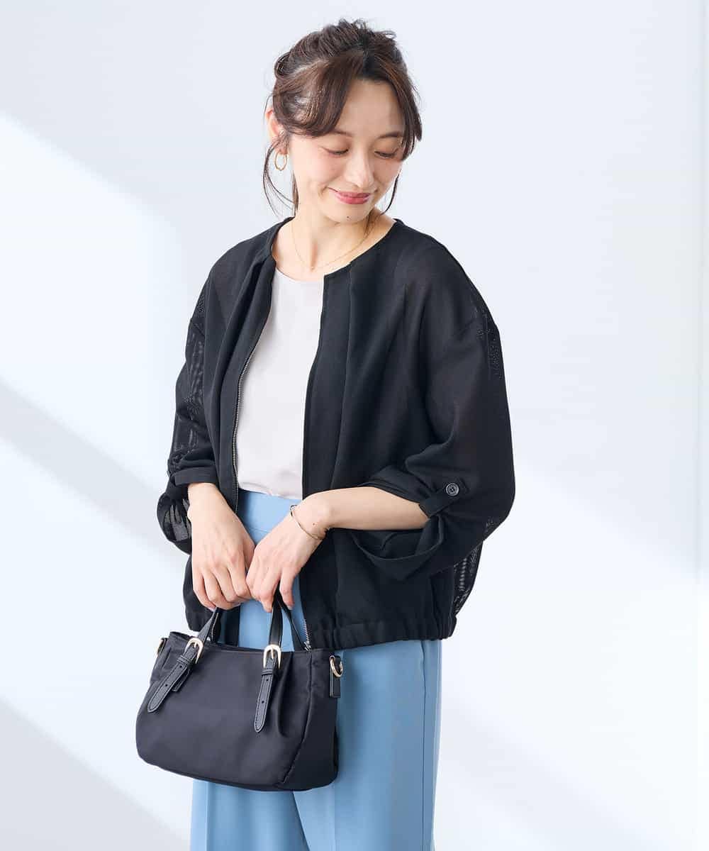 K3JGD18079 a.v.v Elmi(アー・ヴェ・ヴェ) 【低身長サイズ】ノーカラーメッシュブルゾン アイボリー