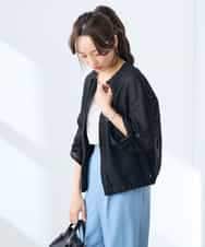 K3JGD18079 a.v.v Elmi(アー・ヴェ・ヴェ) 【低身長サイズ】ノーカラーメッシュブルゾン アイボリー