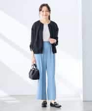 K3JGD18079 a.v.v Elmi(アー・ヴェ・ヴェ) 【低身長サイズ】ノーカラーメッシュブルゾン アイボリー