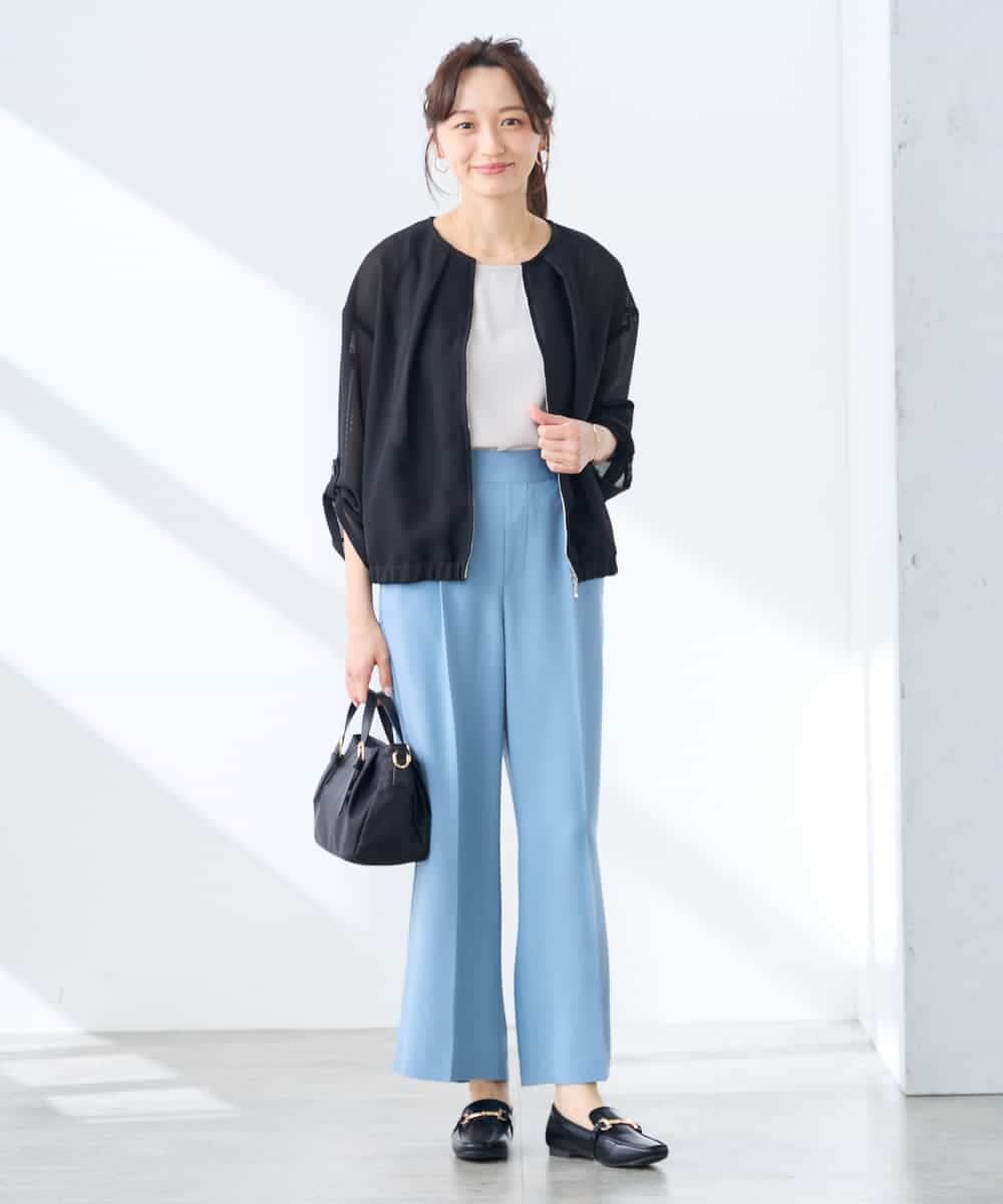 K3JGD18079 a.v.v Elmi(アー・ヴェ・ヴェ) 【低身長サイズ】ノーカラーメッシュブルゾン アイボリー