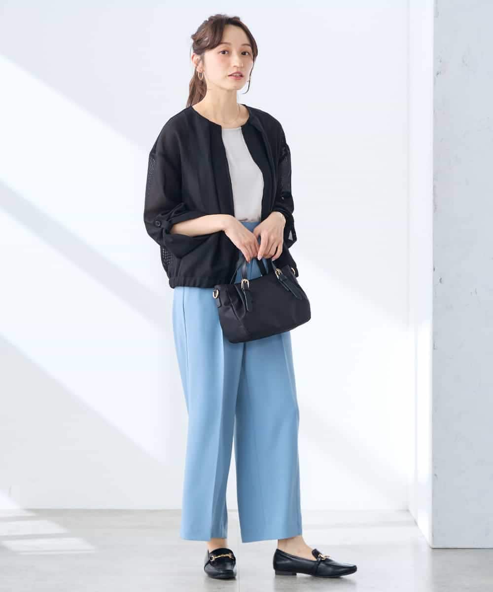 K3JGD18079 a.v.v Elmi(アー・ヴェ・ヴェ) 【低身長サイズ】ノーカラーメッシュブルゾン アイボリー