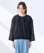 K3JGD18079 a.v.v Elmi(アー・ヴェ・ヴェ) 【低身長サイズ】ノーカラーメッシュブルゾン アイボリー