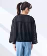 K3JGD18079 a.v.v Elmi(アー・ヴェ・ヴェ) 【低身長サイズ】ノーカラーメッシュブルゾン アイボリー