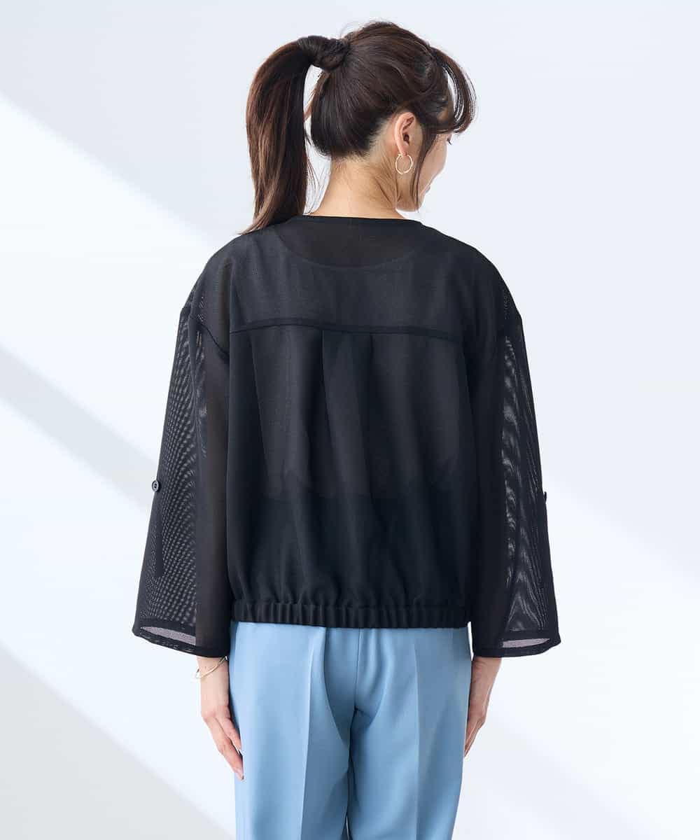 K3JGD18079 a.v.v Elmi(アー・ヴェ・ヴェ) 【低身長サイズ】ノーカラーメッシュブルゾン アイボリー