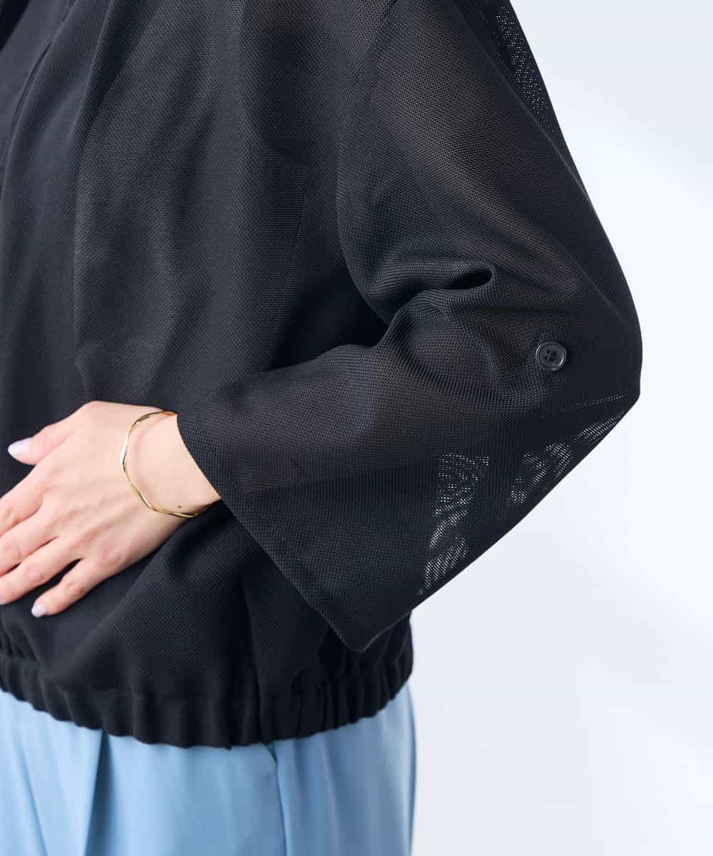 K3JGD18079 a.v.v Elmi(アー・ヴェ・ヴェ) 【低身長サイズ】ノーカラーメッシュブルゾン アイボリー