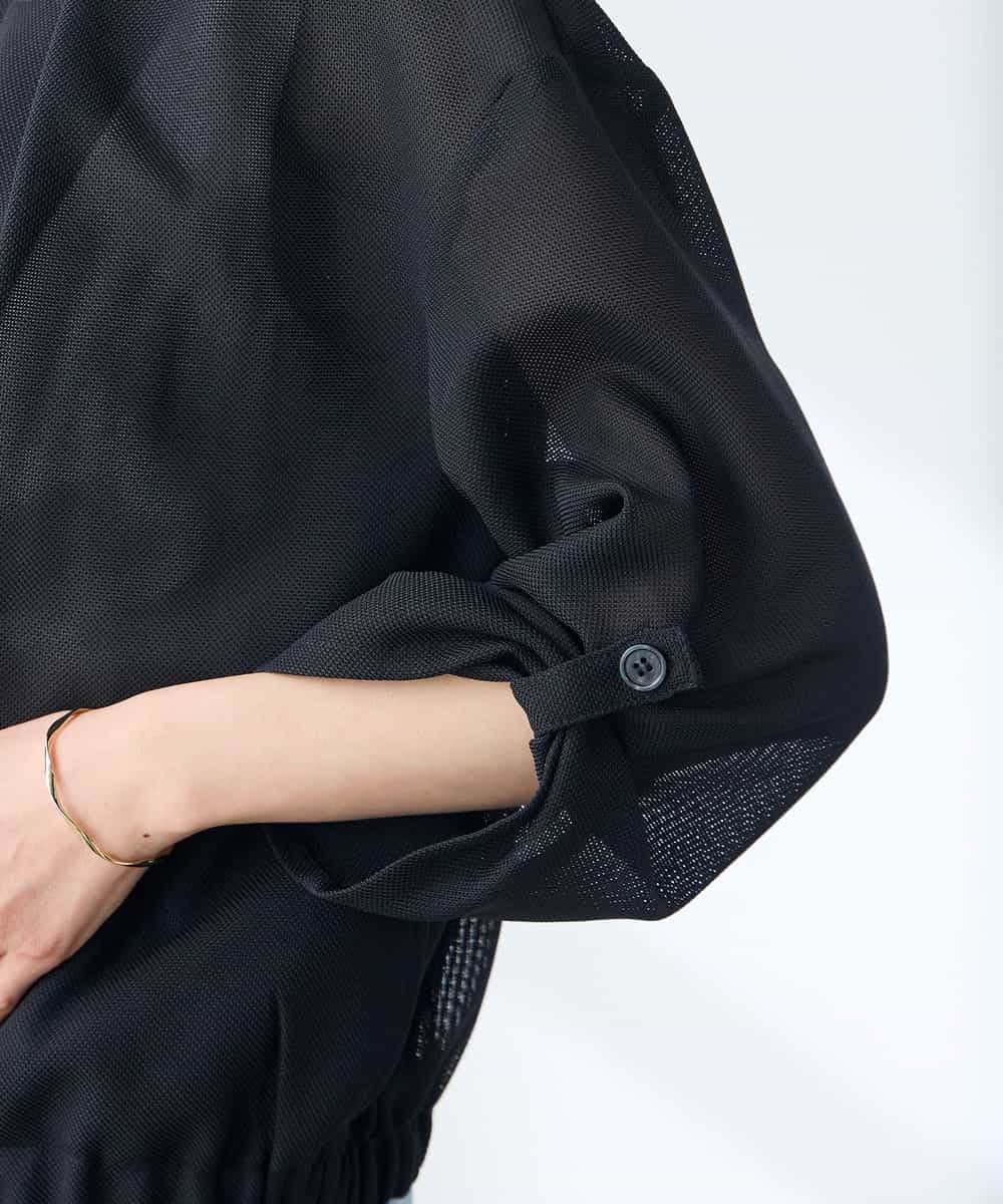 K3JGD18079 a.v.v Elmi(アー・ヴェ・ヴェ) 【低身長サイズ】ノーカラーメッシュブルゾン アイボリー