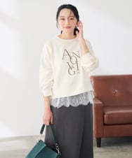 K3KAG03035 a.v.v Elmi(アー・ヴェ・ヴェ) 【低身長サイズ】レース ヘム ロンT ホワイト