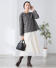 K3KBD45044 a.v.v Elmi(アー・ヴェ・ヴェ) 【低身長サイズ】千鳥ジャカードトップス ブラック