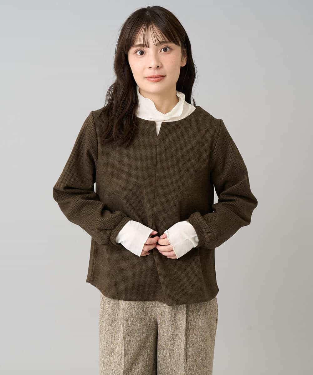 K3KBD45044 a.v.v Elmi(アー・ヴェ・ヴェ) 【低身長サイズ】千鳥ジャカードトップス ブラック