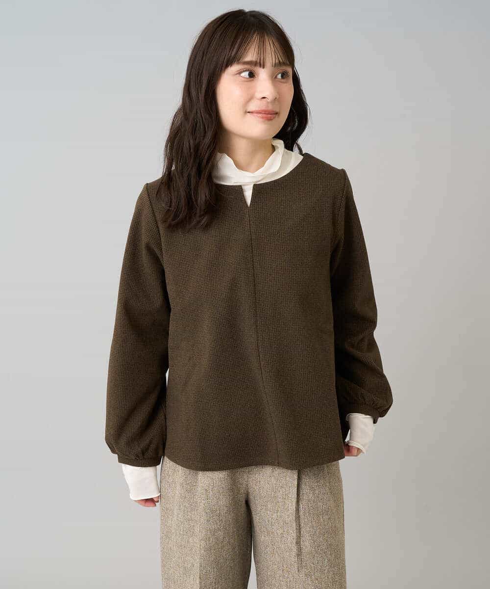 K3KBD45044 a.v.v Elmi(アー・ヴェ・ヴェ) 【低身長サイズ】千鳥ジャカードトップス ブラック