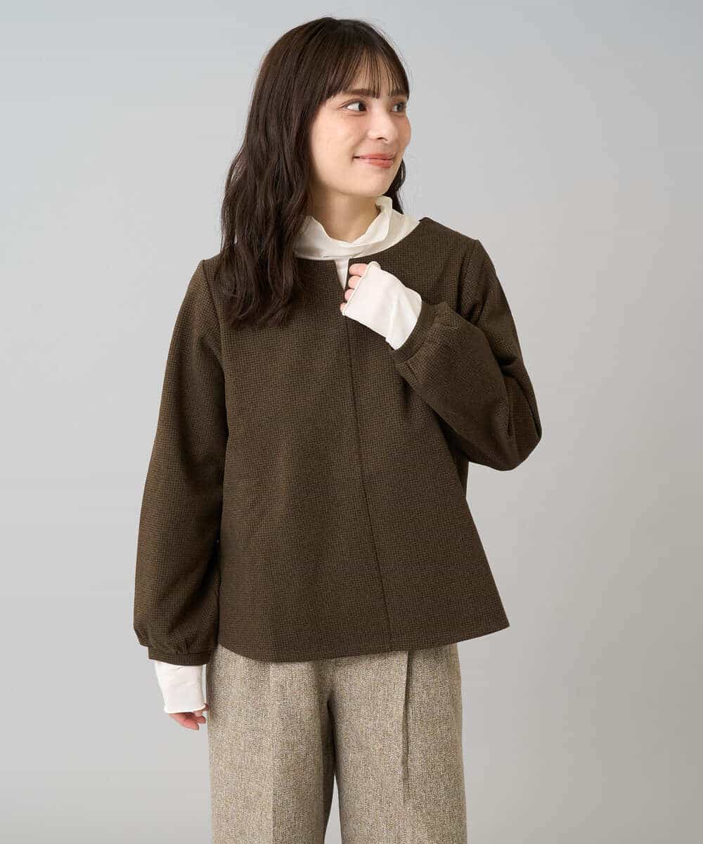 K3KBD45044 a.v.v Elmi(アー・ヴェ・ヴェ) 【低身長サイズ】千鳥ジャカードトップス ブラック