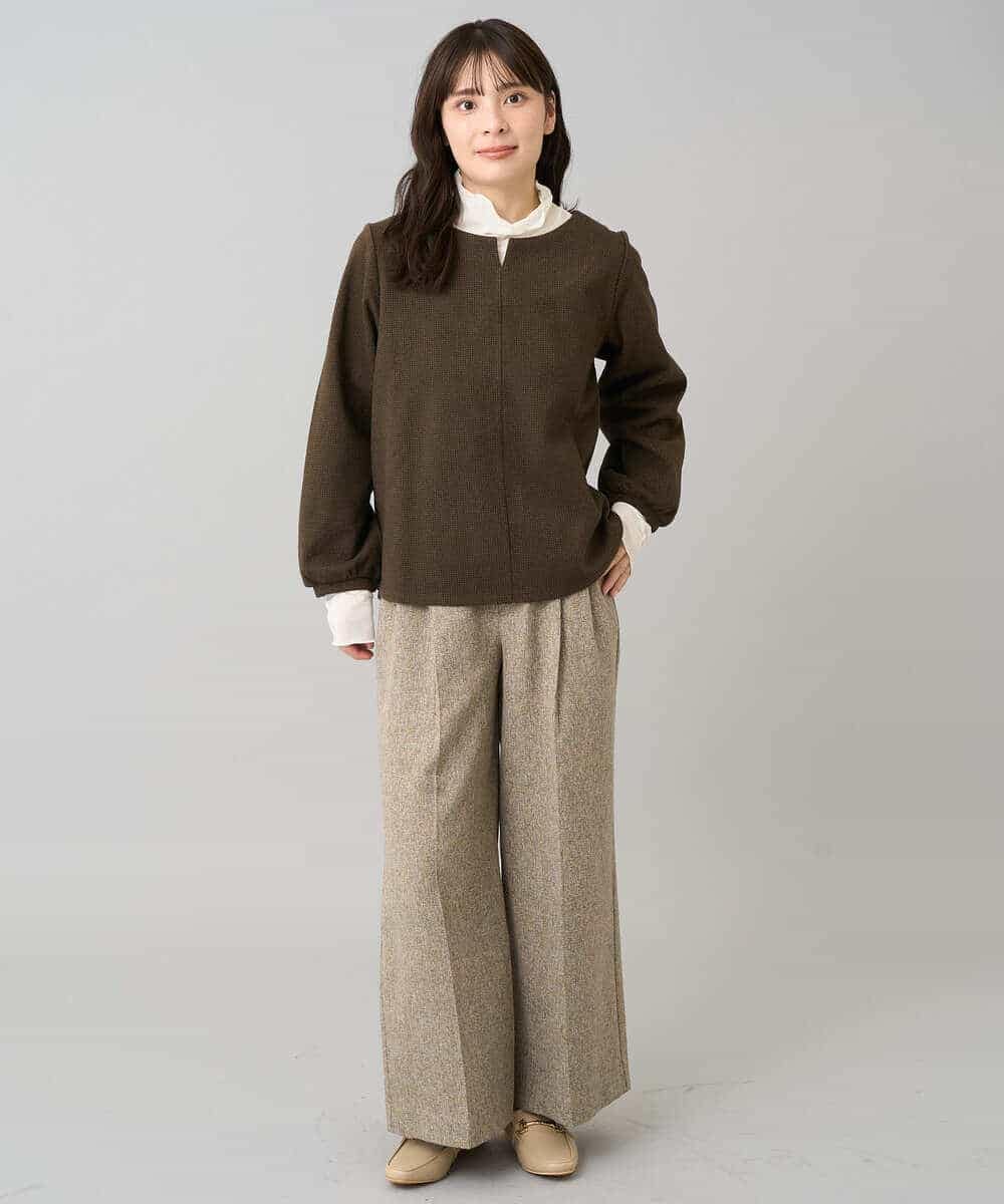 K3KBD45044 a.v.v Elmi(アー・ヴェ・ヴェ) 【低身長サイズ】千鳥ジャカードトップス ブラック