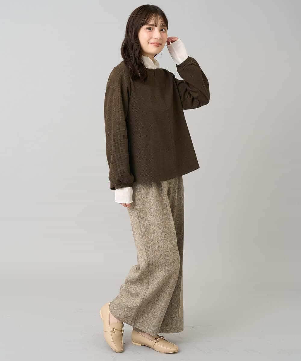 K3KBD45044 a.v.v Elmi(アー・ヴェ・ヴェ) 【低身長サイズ】千鳥ジャカードトップス ブラック