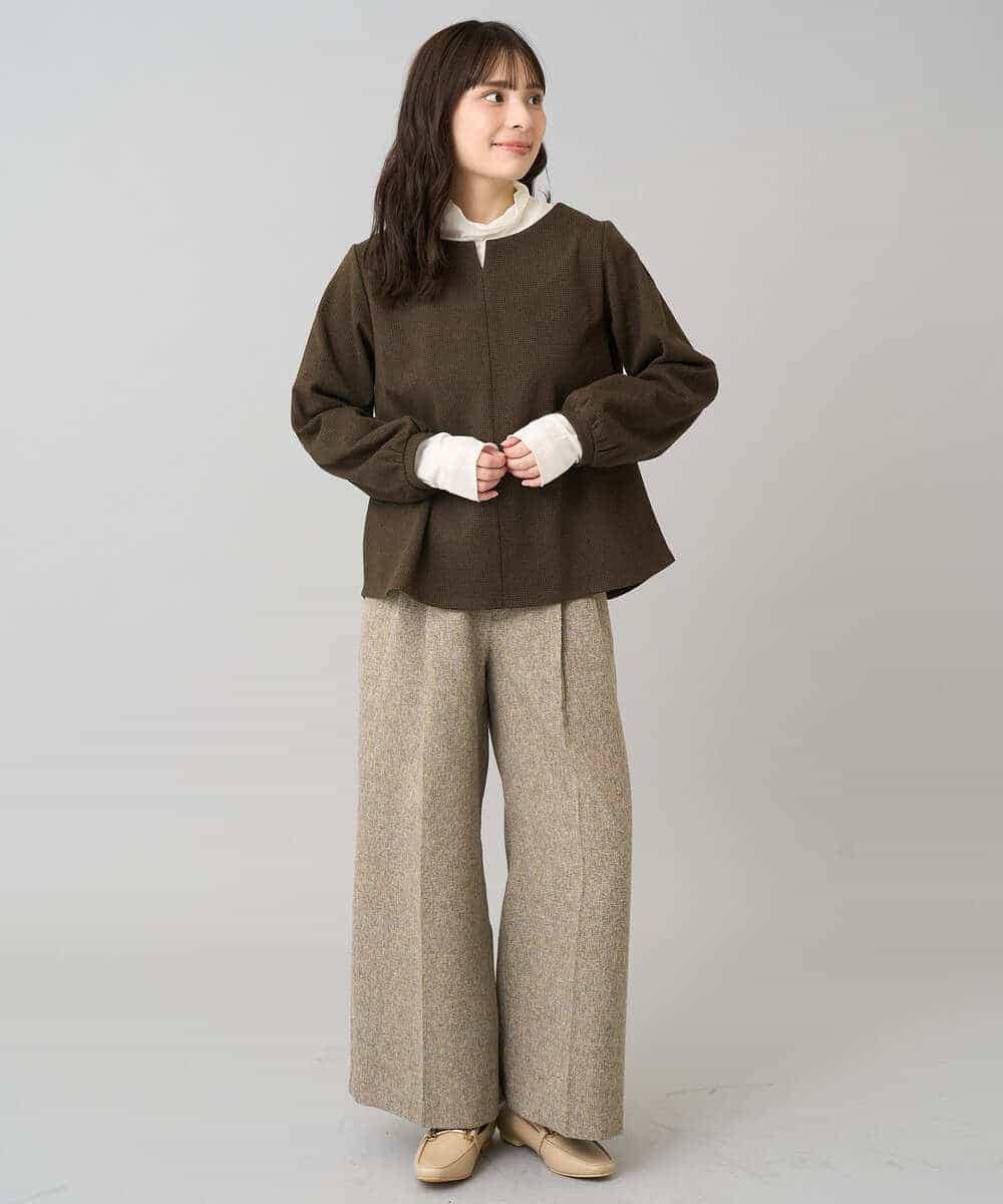 K3KBD45044 a.v.v Elmi(アー・ヴェ・ヴェ) 【低身長サイズ】千鳥ジャカードトップス ブラック