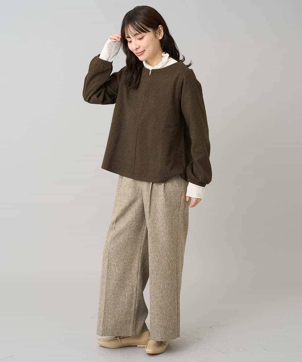 K3KBD45044 a.v.v Elmi(アー・ヴェ・ヴェ) 【低身長サイズ】千鳥ジャカードトップス ブラック