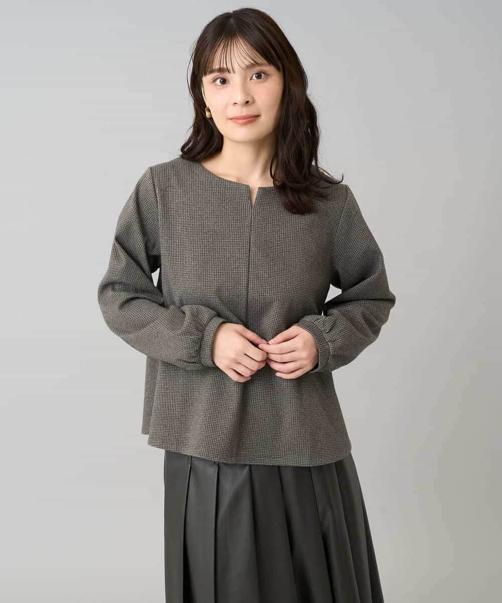 K3KBD45044 a.v.v Elmi(アー・ヴェ・ヴェ) 【低身長サイズ】千鳥ジャカードトップス ブラック