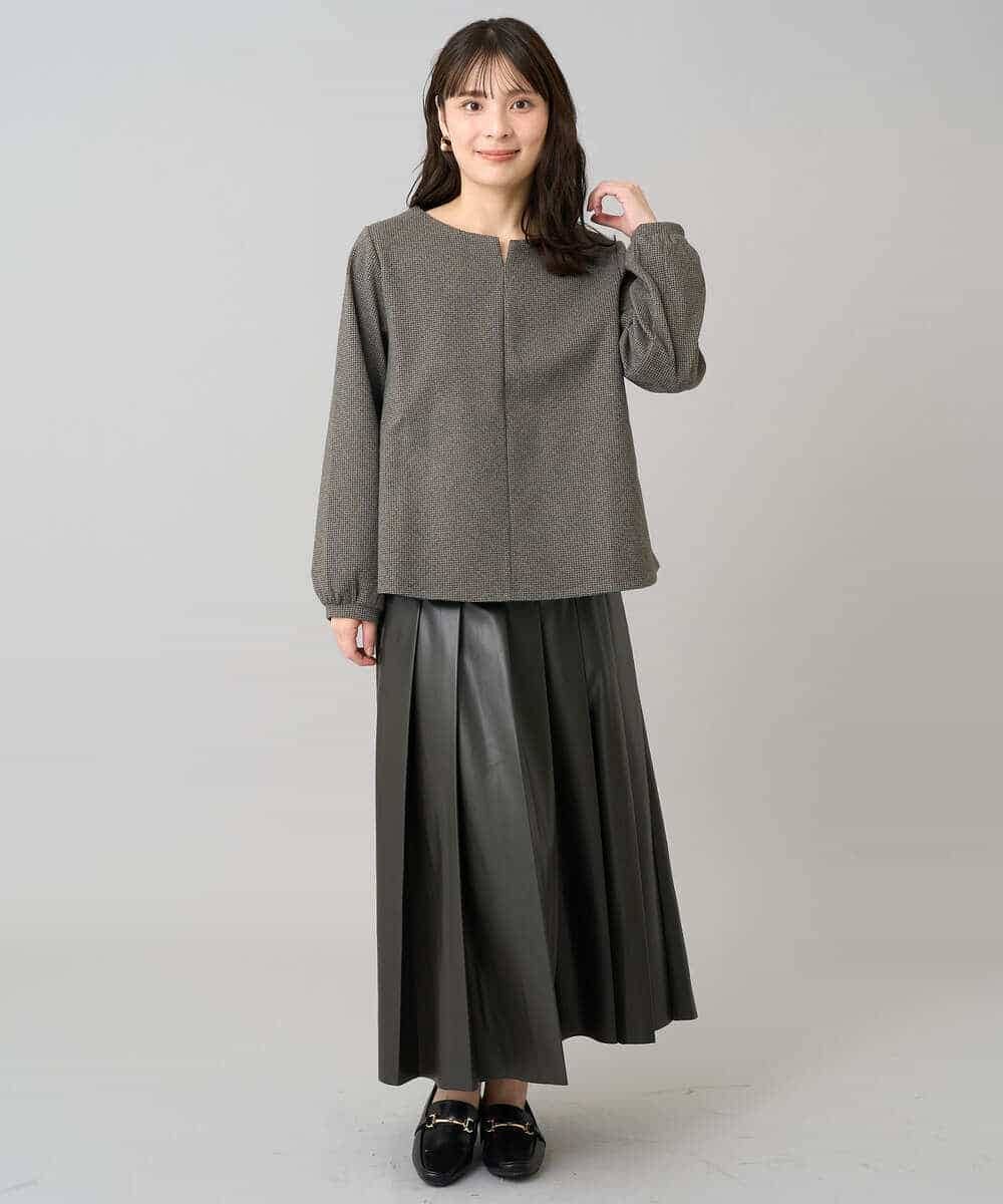 K3KBD45044 a.v.v Elmi(アー・ヴェ・ヴェ) 【低身長サイズ】千鳥ジャカードトップス ブラック