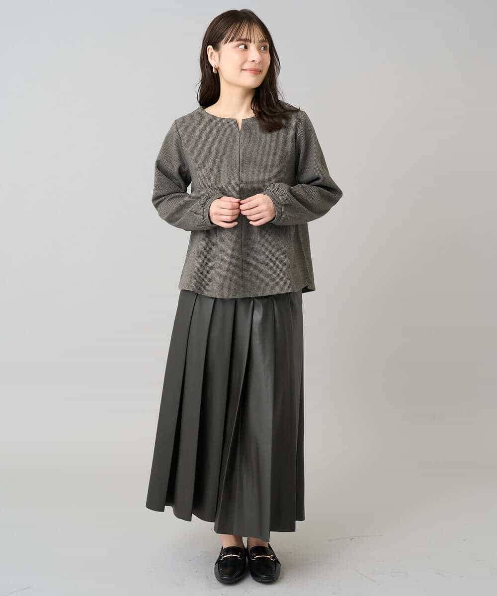 K3KBD45044 a.v.v Elmi(アー・ヴェ・ヴェ) 【低身長サイズ】千鳥ジャカードトップス ブラック