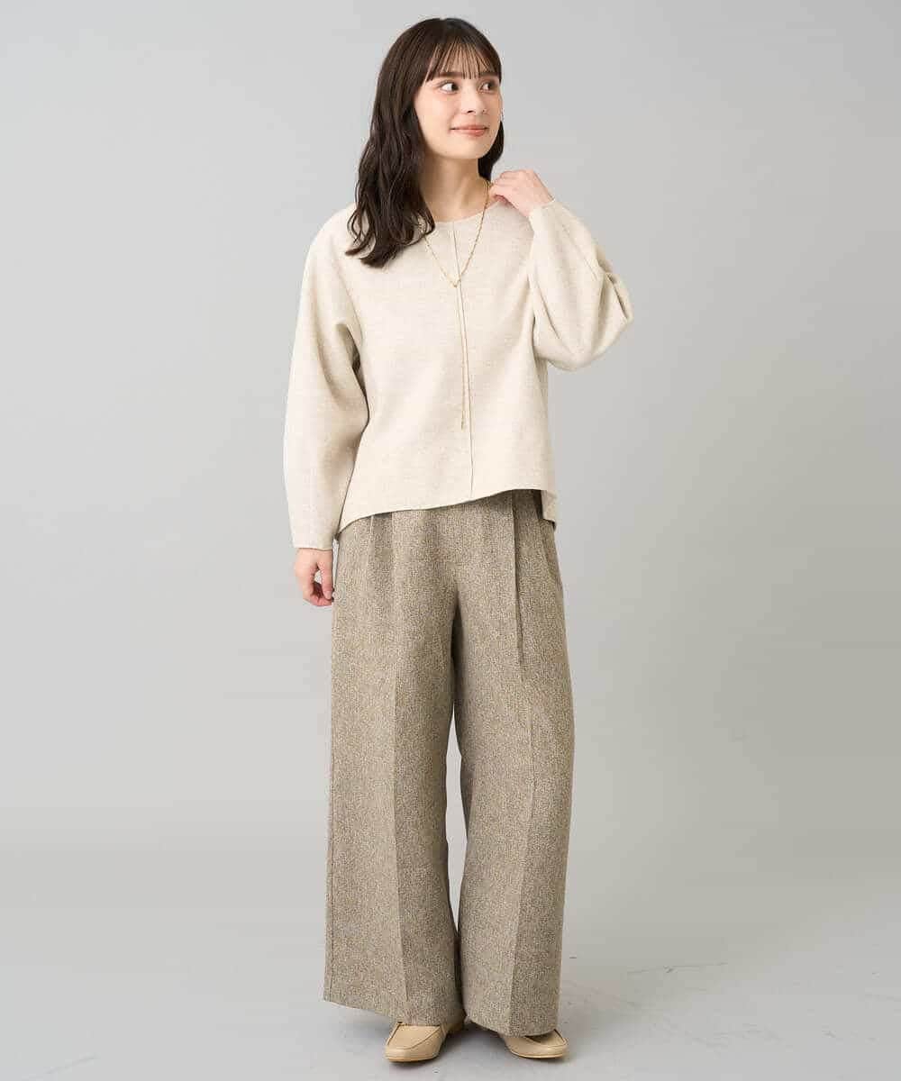 K3KBD48059 a.v.v Elmi(アー・ヴェ・ヴェ) 【低身長サイズ】ウールライクジャージプルオーバー【洗える/ストレッチ】 ライトグレー