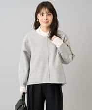 K3KBD48059 a.v.v Elmi(アー・ヴェ・ヴェ) 【低身長サイズ】ウールライクジャージプルオーバー【洗える/ストレッチ】 ライトグレー