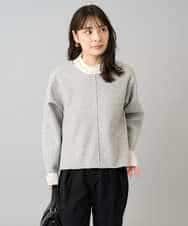 K3KBD48059 a.v.v Elmi(アー・ヴェ・ヴェ) 【低身長サイズ】ウールライクジャージプルオーバー【洗える/ストレッチ】 ライトグレー