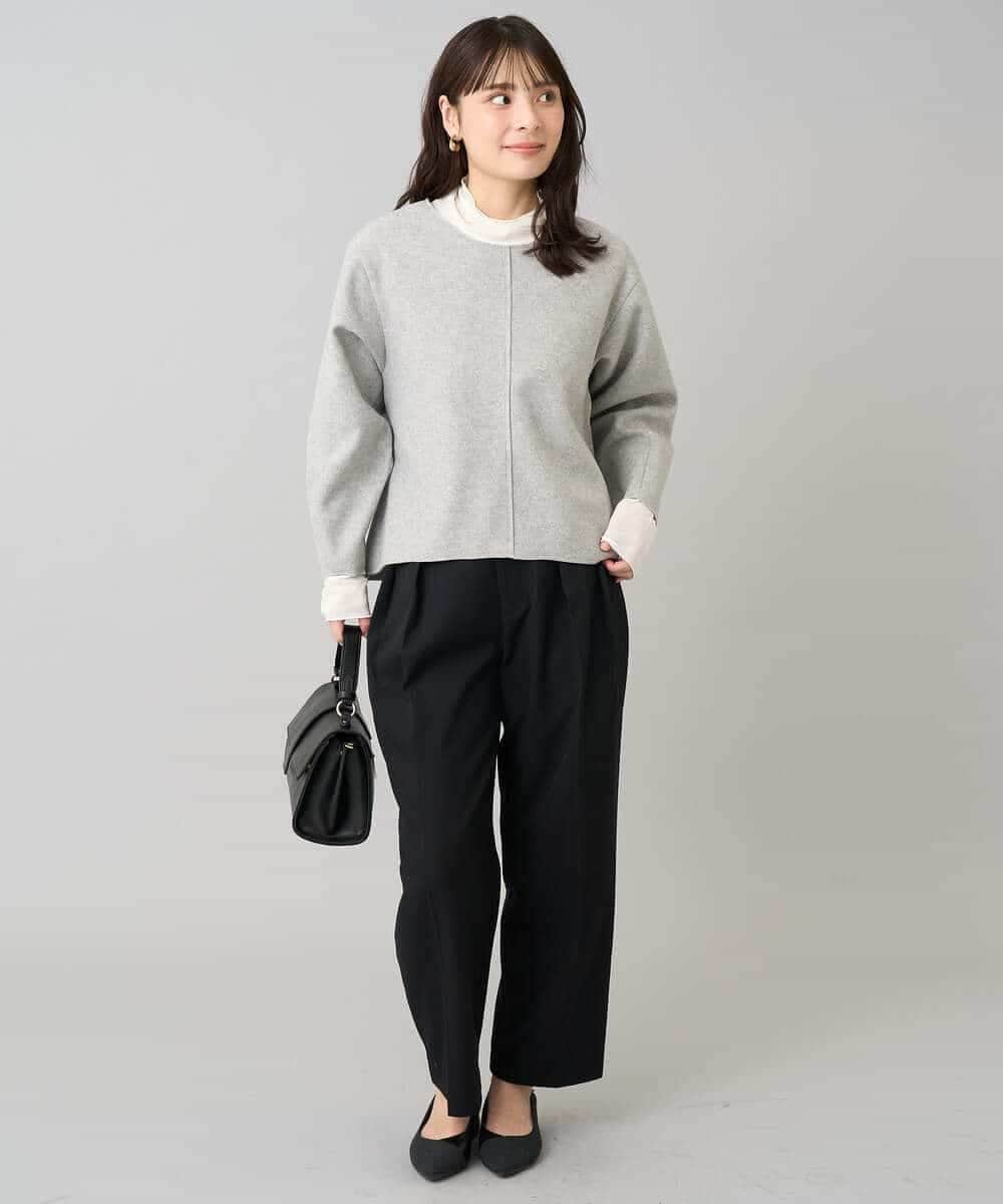 K3KBD48059 a.v.v Elmi(アー・ヴェ・ヴェ) 【低身長サイズ】ウールライクジャージプルオーバー【洗える/ストレッチ】 ライトグレー