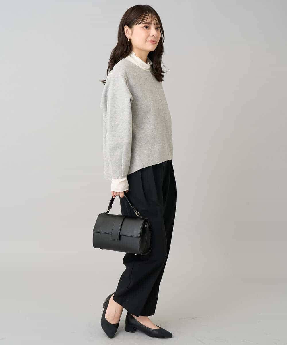 K3KBD48059 a.v.v Elmi(アー・ヴェ・ヴェ) 【低身長サイズ】ウールライクジャージプルオーバー【洗える/ストレッチ】 ライトグレー