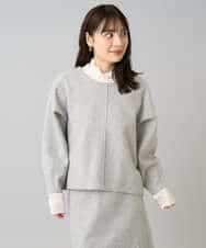 K3KBD48059 a.v.v Elmi(アー・ヴェ・ヴェ) 【低身長サイズ】ウールライクジャージプルオーバー【洗える/ストレッチ】 ライトグレー