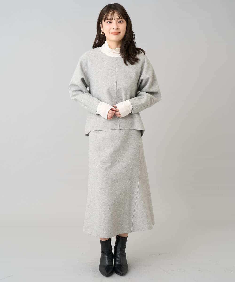 K3KBD48059 a.v.v Elmi(アー・ヴェ・ヴェ) 【低身長サイズ】ウールライクジャージプルオーバー【洗える/ストレッチ】 ライトグレー