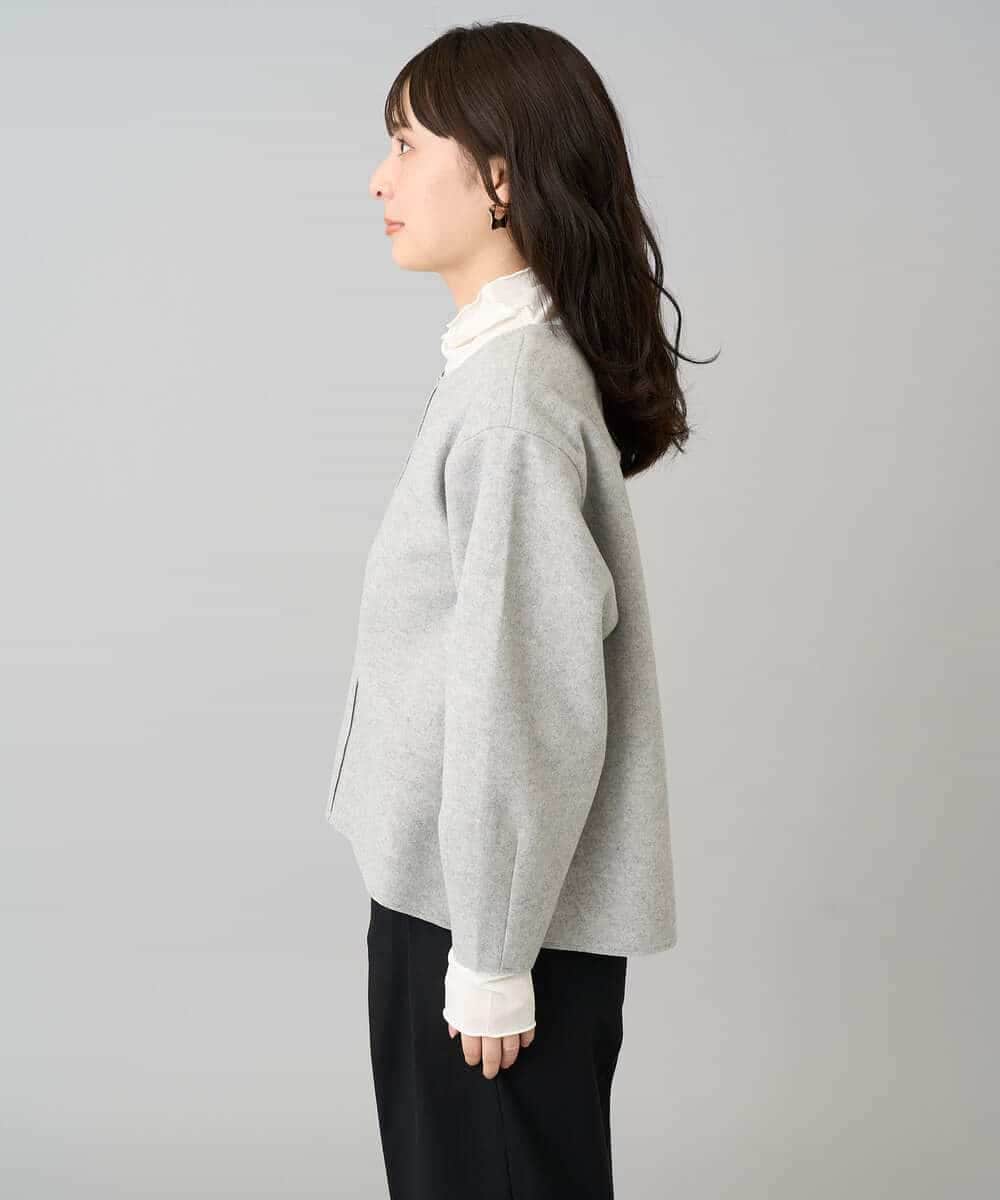 K3KBD48059 a.v.v Elmi(アー・ヴェ・ヴェ) 【低身長サイズ】ウールライクジャージプルオーバー【洗える/ストレッチ】 ライトグレー